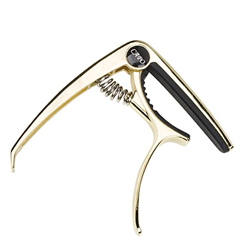 ZEALUX Multifunctional Guitar Capo for Guitars, Ukulele, Banjo, Mandolin, Bass. Ultra Lightweight Aluminum Metal for 4 & 6 & 12 String Instruments - Premium Accessories (Gold)
