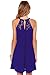 DREAGAL Ladies Sexy Back Keyhole Lace Patchwork Shift Dress Blue Small