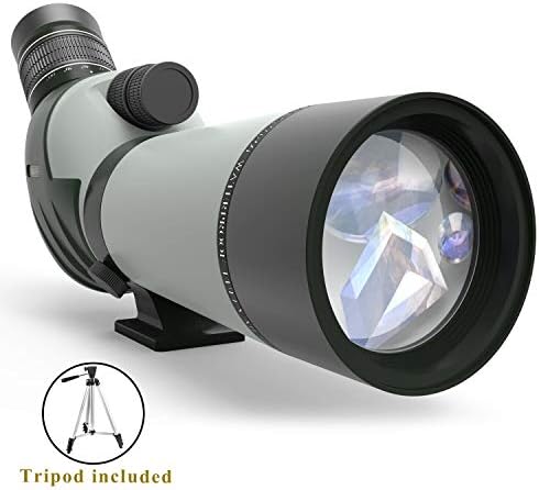 Emarth Latest 20-60x60mm Spotting Scope, BAK-4 Prism Scope with 45-Degree Angled Big Eyepiece & Tripod,Waterproof Fogproof Spotter Scope for Target Shooting Bird Watching Archery Wildlife Scenery Mens