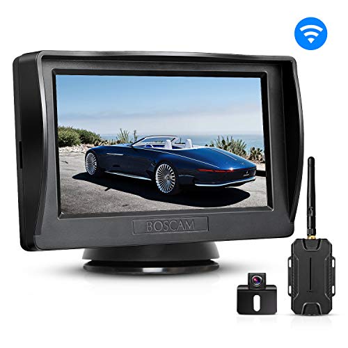 BOSCAM Wireless Backup Camera and Monitor Kit, 4.3 Inches LCD Rear View Monitor + Waterproof Back up Car Camera with Super Night Vision for Cars,Vans,Trucks,RVs