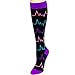 LISH Nurse Compression Socks for Women - Graduated 15-25mmHG Knee High Sport Socks (EKG, S/M, W's 5-7.5)