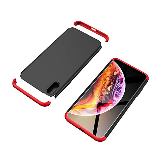 3 in 1 Hard Case for iPhone Xs,Red Black Heavy Duty PC Back Cover for iPhone X,Herzzer Stylish Ultra Thin Anti-Scratch Armour Defender Shockproof PC Case - Thumbnail 4