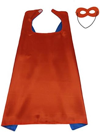 Whoopgifts 90cm x 70cm Superhero Kids Girl Boy Cape and Mask Costume for Child, Red&amp;Blue
