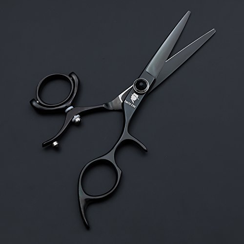 Smith Chu 5.5" Professional Hairdressing Swivel Ring Handle Cutting Scissors - Salon Hair Shears -Barber Sharp Razor Cutter - Black