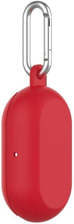 Bipra Solid Colour Silicone Case Compatible for Samsung Galaxy Buds 2019 Shock Resistant Silicone Case Cover with Hook Carabiner and Lanyard for Galaxy Buds [Support Wireless Charging] (Red)