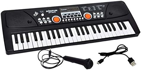 Moana Enterprise 49 Keys Piano Keyboard Toy with DC Power Option, Recording and Mic (Black)