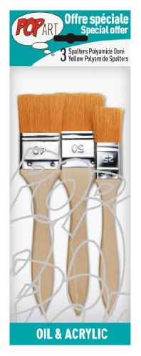 Pebeo Yellow Polyamide Spalter Brushes, 3-Pack