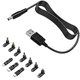 IBERLS Universal Power Cord Cable(with 10 Connector), USB to DC 5.5 x 2.1mm Plug Charging Cord Adapter for LED Pixel Light, USB-HUB, Kindle Fire Tablet, DJ Controller, Nextbook, Smart Phones ect
