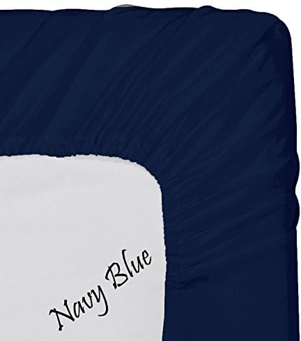 500-Thread-Count Egyptian Cotton Super Soft Extra Deep Pocket Fitted Sheet/Bottom Sheet California King/ Western King Solid Navy Blue Fit Up to 21" inches Deep Pocket Fully Elastic All Around