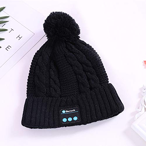 Miserwe Bluetooth Beanie Wireless 5.0 Bluetooth Hat with Hands-Free Earphone Mic Speaker Headphone Beanie Men Women Gifts Winter Outdoor Sport Beanie for iPhone Android (Black)
