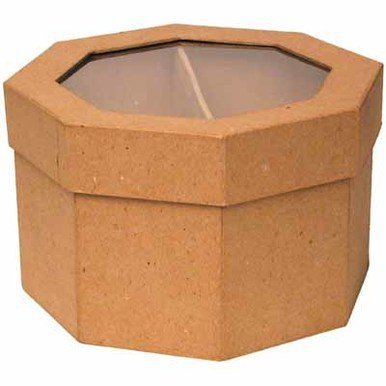 Octagon Shaped Paper Mache Box with See Thru Lids for Crafting, Storing and Creating