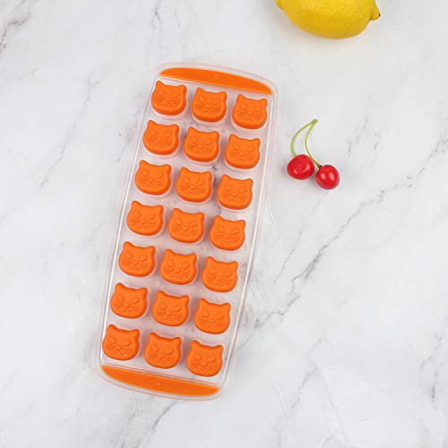 Ice Cube Tray, Candy, Chocolate Mold, Cat Ice Mold, Easy Release, BPA free, 2 Pack, Dishwasher Safe Orange AICHOOF - Thumbnail 2