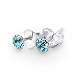 March - Aquamarine 3MM Flower Set Birthstone 925