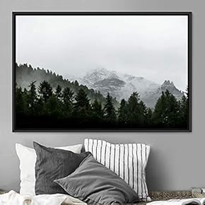 signwin Framed Canvas Wall Art Foggy Mountains Aerial...