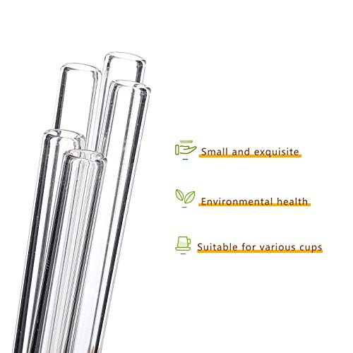 Glas Strohhalm 12 Stück (6 Kurz und 6 Lang), Glasstrohhalme Wiederverwendbar mit 4 Reinigungsbürsten, Glas Trinkhalme… – Bild 4