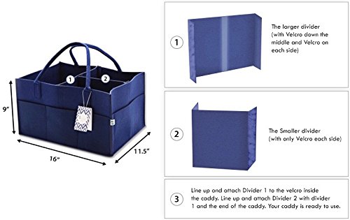 Little Tinkers World Baby Diaper Caddy & Extra Large Organizer For Diapers, Wipes & Nursery Storage Bin â€“ Unisex design - Navy