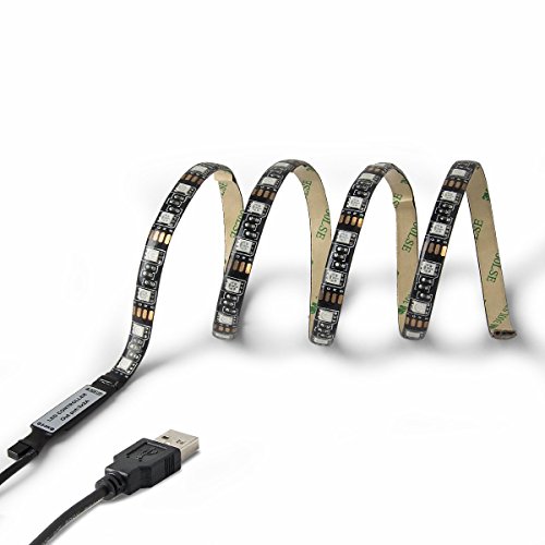 LED TV Backlight,LANMU USB Bias Lighting Device,Multi Color Adhesive Strip Lighting Kit for Flat Screen HDTV LCD,Desktop Monitors（Black）