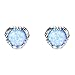 Bamos Jewelry 7.6MM White Gold Blue Fire Opal Best Friend Wedding Earrings Studs for Womens and Girls