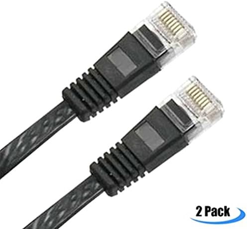 kisslink CAT 6 Ethernet Flat Cable, Ultra Speed Gigabit Modem/Router/LAN/Printer/MAC/Laptop/PC, Black (50 ft [2-Pack])
