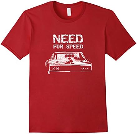 Mens Need for Speed Muscle Car Shirt Small Cranberry