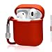 The OAKS Improved Airpods Case Protective Cover Skin with Lockable Carabiner and Airpods Strap Compatible with Airpods Charger Case (5 Colours Available) (Red)