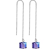 Body Candy Handcrafted Bluish Purple Threader Earrings Created with Swarovski Crystals