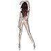 Wonder Pretty Women Jumpsuit Catsuit Silver Romper Metallic Bodysuit Sexy Clubwear Stripper Leather Lingerie, Silver, Medium