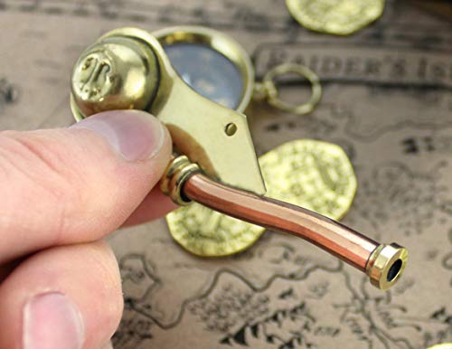 Pirate Treasure Chest Solid Wood With 6" Telescope Spyglass Brass Functional Compass, Bosun Whistle, Metal Coins, Treasure Map By Well Pack Box,
