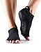 toesox Women's Grip Half Toe Low Rise Socks, Medium, Black