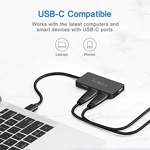 JoyReken USB C Hub, Ultra Slim USB C Adapter with 4 USB 3.0 Ports Portable Type C Hub for MacBook Pro 2019/2018/2017, Google Chromebook Pixelbook, XPS, Samsung S9/S8 and More USB Type C Devices