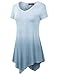 Doublju Scoop Neck Tie-Dye Ombre Tunic Top for Women with Plus Size