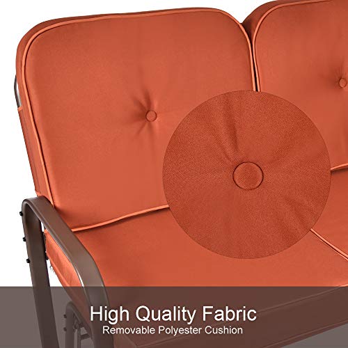 YU YUSING Patio Glider Loveseat with Cushion, Outdoor Swing Rocking Chair Garden Seating for 2 Persons - Thumbnail 2
