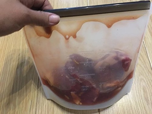 5 Quality Reusable Food Silicone Bags & Bag Holder Ebook Pamphlet Stasher Freezer Microwave Dishwasher Safe Versatile Kitchen Cooking Ziplock Container Snack Lunch Sandwich Preservation Storage