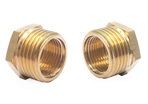 ZLYY 5pcs 1/2" NPT Male x 3/8" NPT Female Thread Reducing Adapter Hex Bushing, Solid Brass Pipe Fitting, Adapter Convert