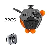 Taold 2 Pcs Relieve Stress Anxiety Fidget Dice II and Fidget Dice I Toys Set Black H02