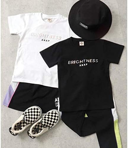 Amazon アナップキッズ ガール Anap Kids Girl エンボス箔プリントtシャツ ブラック M Tシャツ カットソー 通販