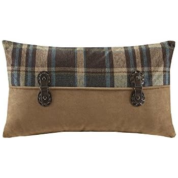 hadley plaid brown oblong pillow 12 in.x 20 in