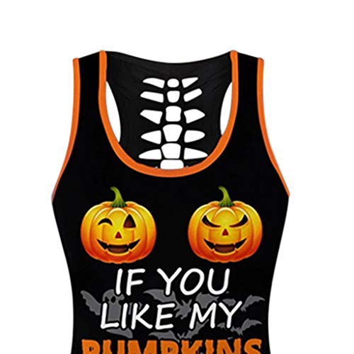 BiuBuy Halloween Tracksuit Two Piece Outfits for Women Workout Tank Tops Plus Size Shirts Running Yoga Shorts Sets