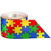 Autism Awareness Satin Puzzle Piece Ribbon by The Yard (10 Yards)