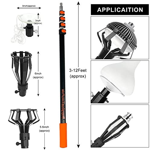 Buyplus 12FT Light Bulb Pole Changer for High Ceilings, Bulb Changing