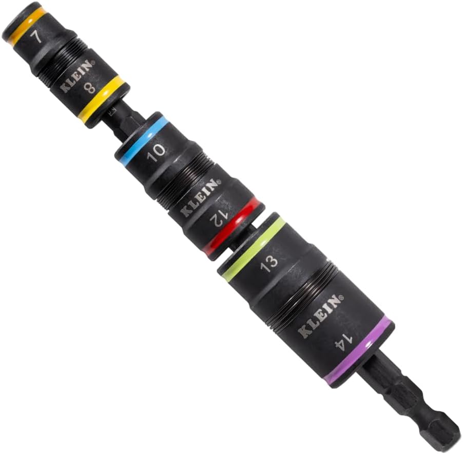 Klein Tools 32933M 6-in-1 Impact Socket Set 3 Flip Sockets 6 Hex Sizes