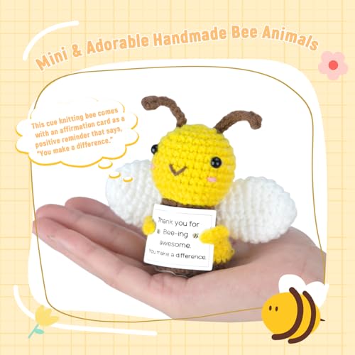 Gifts for Teacher, Thank You Gifts for Colleague, Employee, Boss, Nurse, Mentor, Retirement Leaving Gifts, Goodbye Gifts for Her, Hand-made Positive Crochet Bee