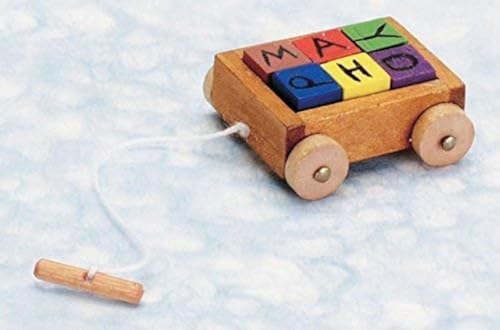 Dollhouse Miniature Child's Wagon with Blocks