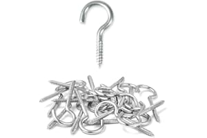 MindWissUp 48pcs 1.2inch/30mm Screw Hooks Open Eye Cup Screw-in Ceiling Nickel Plated Hooks Indoor and Outdoor Wall for Hangi
