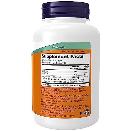 NOW Supplements, Magnesium Citrate, With Glycinate & Malate, Nervous
