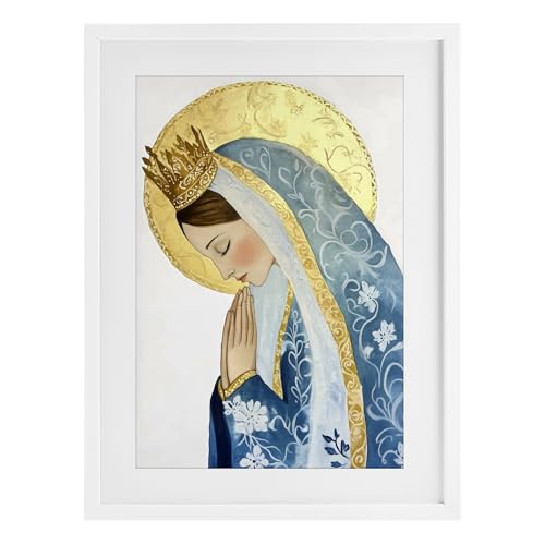 Stupell Industries 'Mother Mary Religious Portrait', Framed Print Under Glass,…
