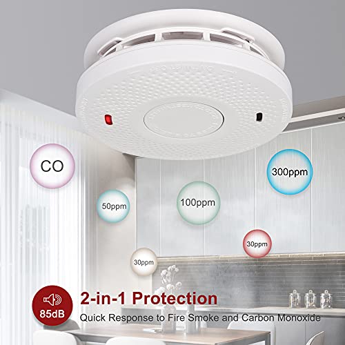 10Year Battery Fire Alarm Smoke and Carbon Monoxide Detector, Listed