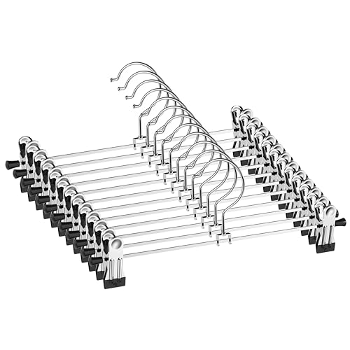 Perchas para Pantalones, 12 Unidades, Perchas para Faldas, Pantalones con Clips, Perchas para Pantalones, Perchas para Pantalones