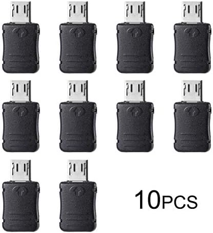 Micro USB 5 Pin T Port Male Plug Socket Connector with Plastic Cover,10pcs Lightweight Simple Assembly Micro USB T Port Male 5 Pin Plug Socket Connector Plastic Covers for DIY