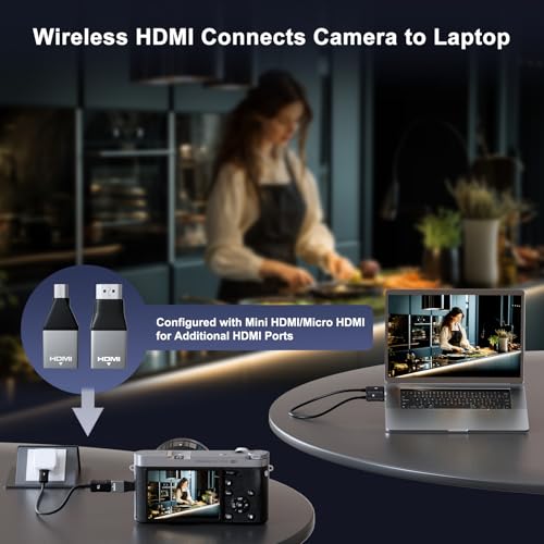 Wireless HDMI Transmitter and Receiver 4K Decode 1080P Output, HDMI Wireless Extender, Plug & Play, Support 2.4/5GHz for Streaming Video and Audio to Monitor from Laptop/Pc/Tv Box (Black)